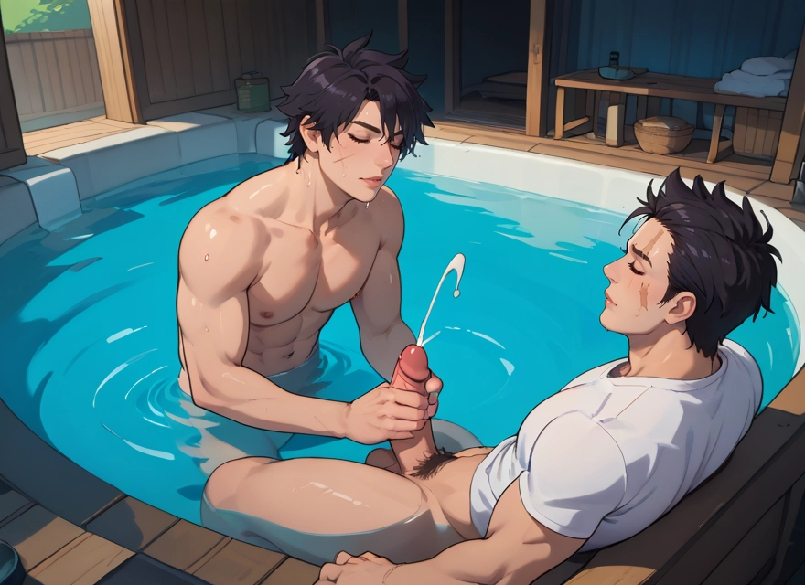 yaoi, bara, penis, male focus, multiple boys, cum · Yamete.gg