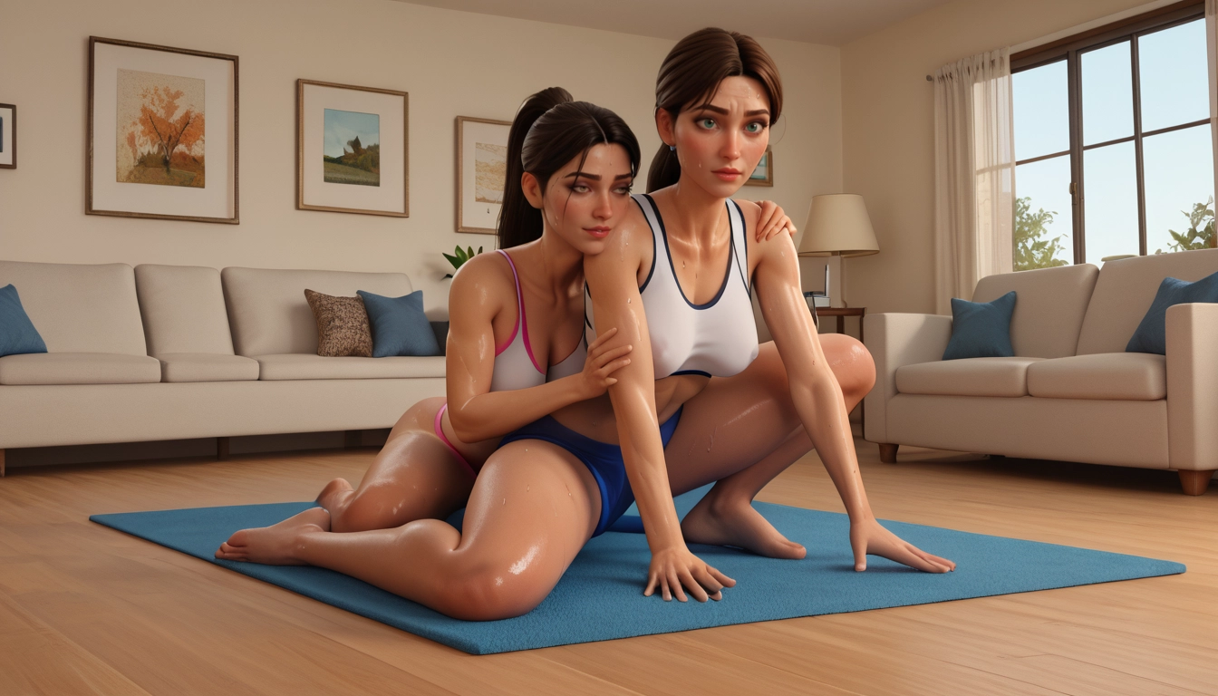 2girls, multiple girls, breasts, indoors, ponytail, couch · Yamete.gg