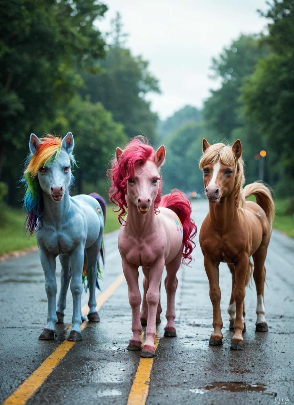 no humans, horse, road, day, outdoors, tree · Yamete.gg