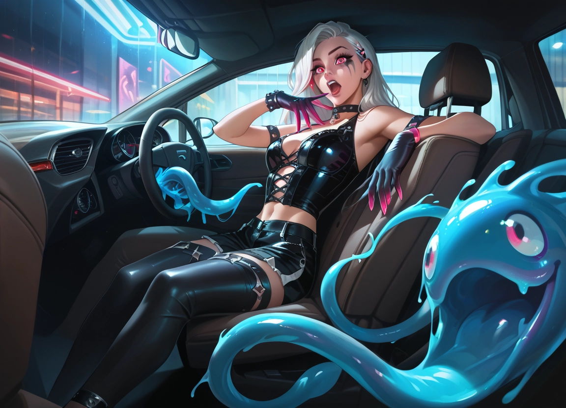 1girl, gloves, thighhighs, breasts, shorts, navel · Yamete.gg
