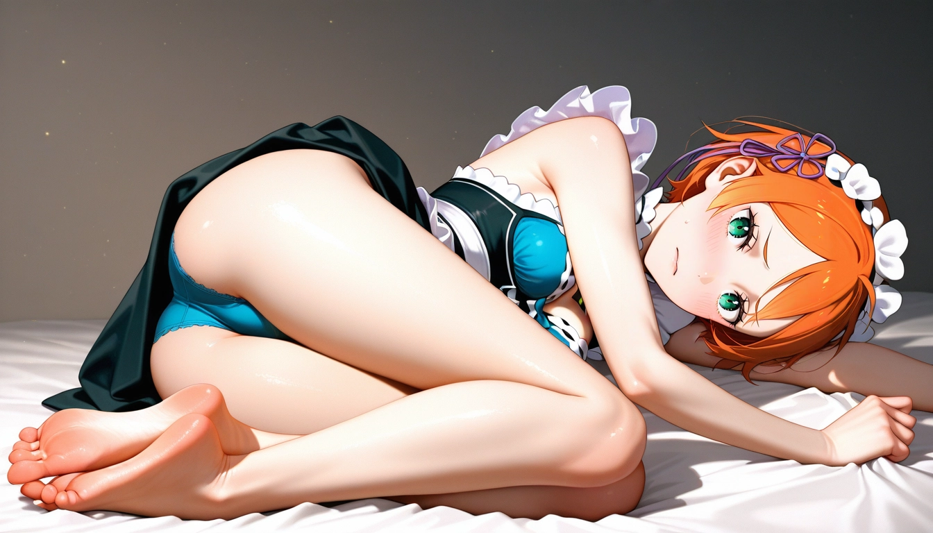 1girl, solo, underwear, panties, barefoot, blush · Yamete.gg
