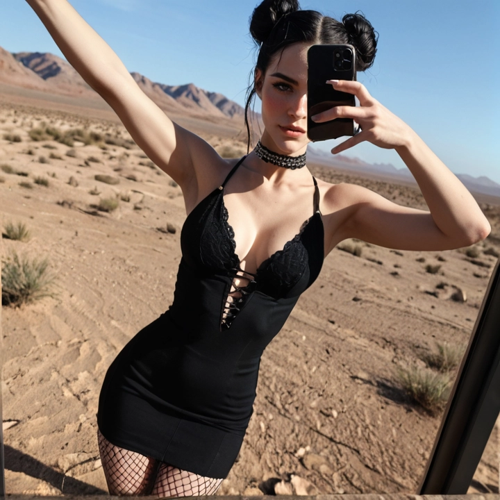 1girl, phone, double bun, selfie, cellphone, breasts · Yamete.gg