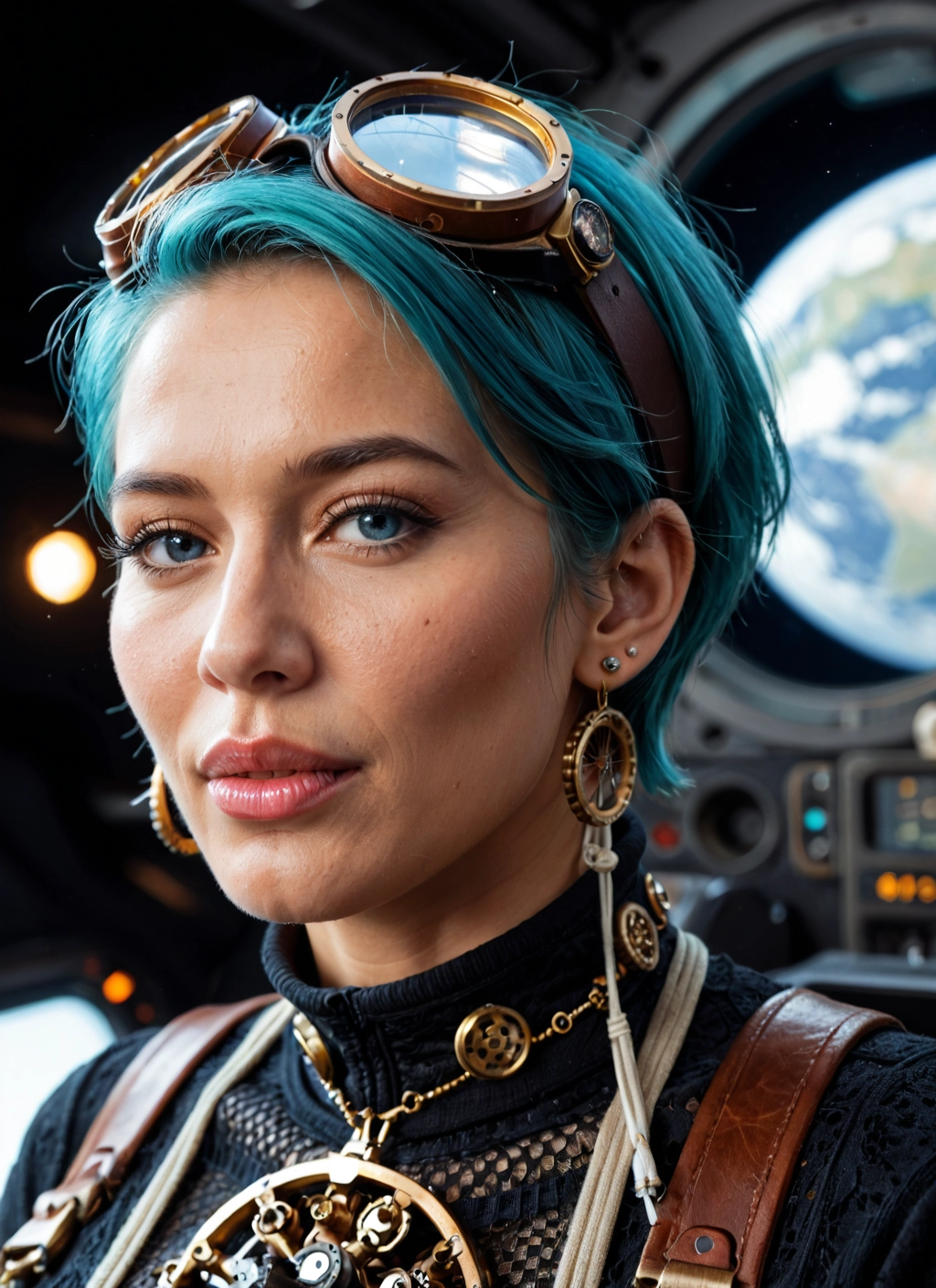 1girl, solo, jewelry, goggles, earrings, goggles on head · Yamete.gg