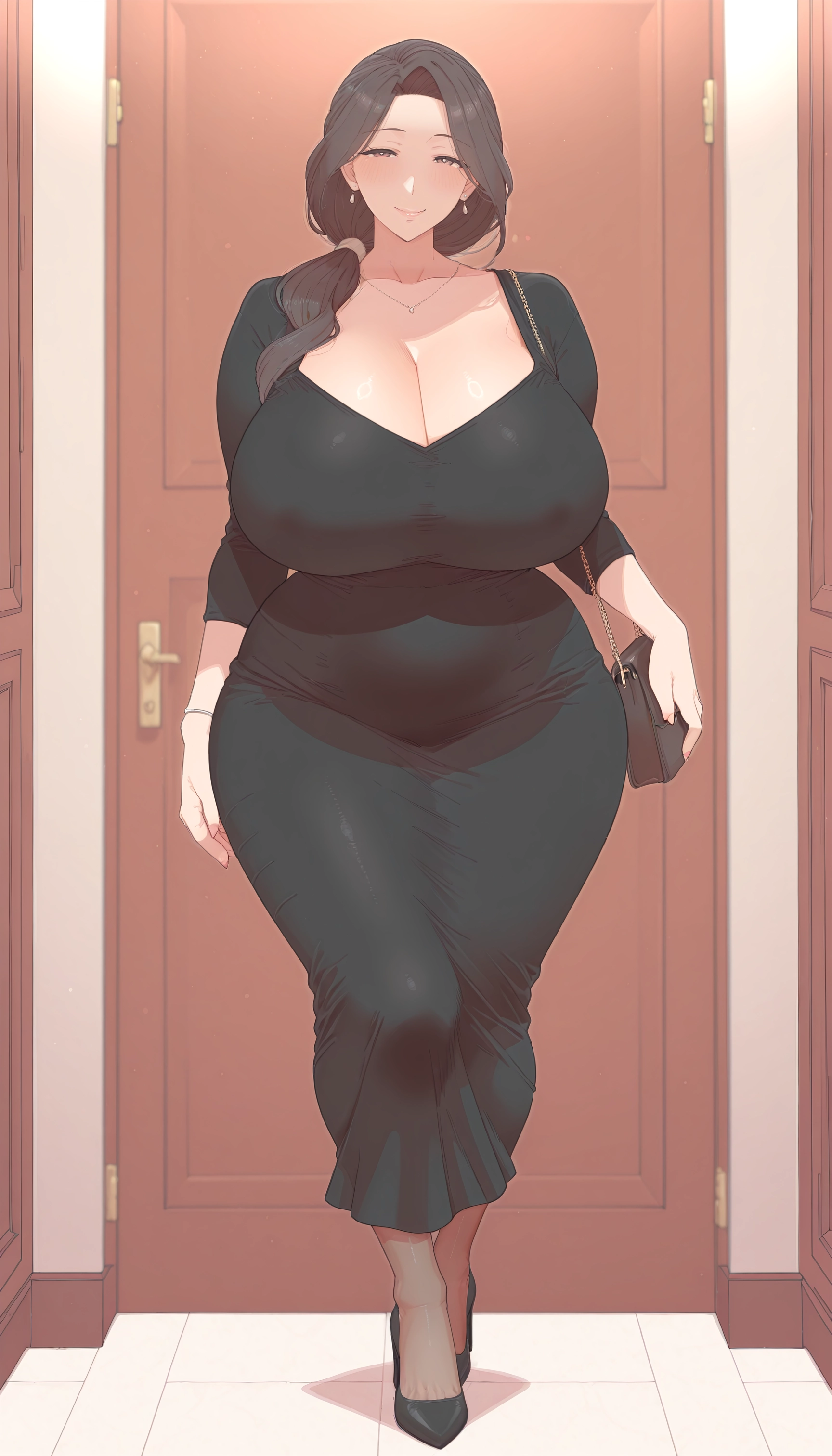 1girl, breasts, dress, jewelry, bag, mature female · Yamete.gg