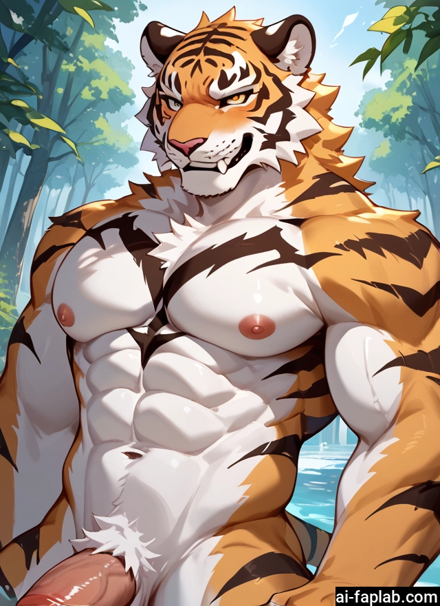 bara, furry, muscular male, male focus, muscular, pectorals