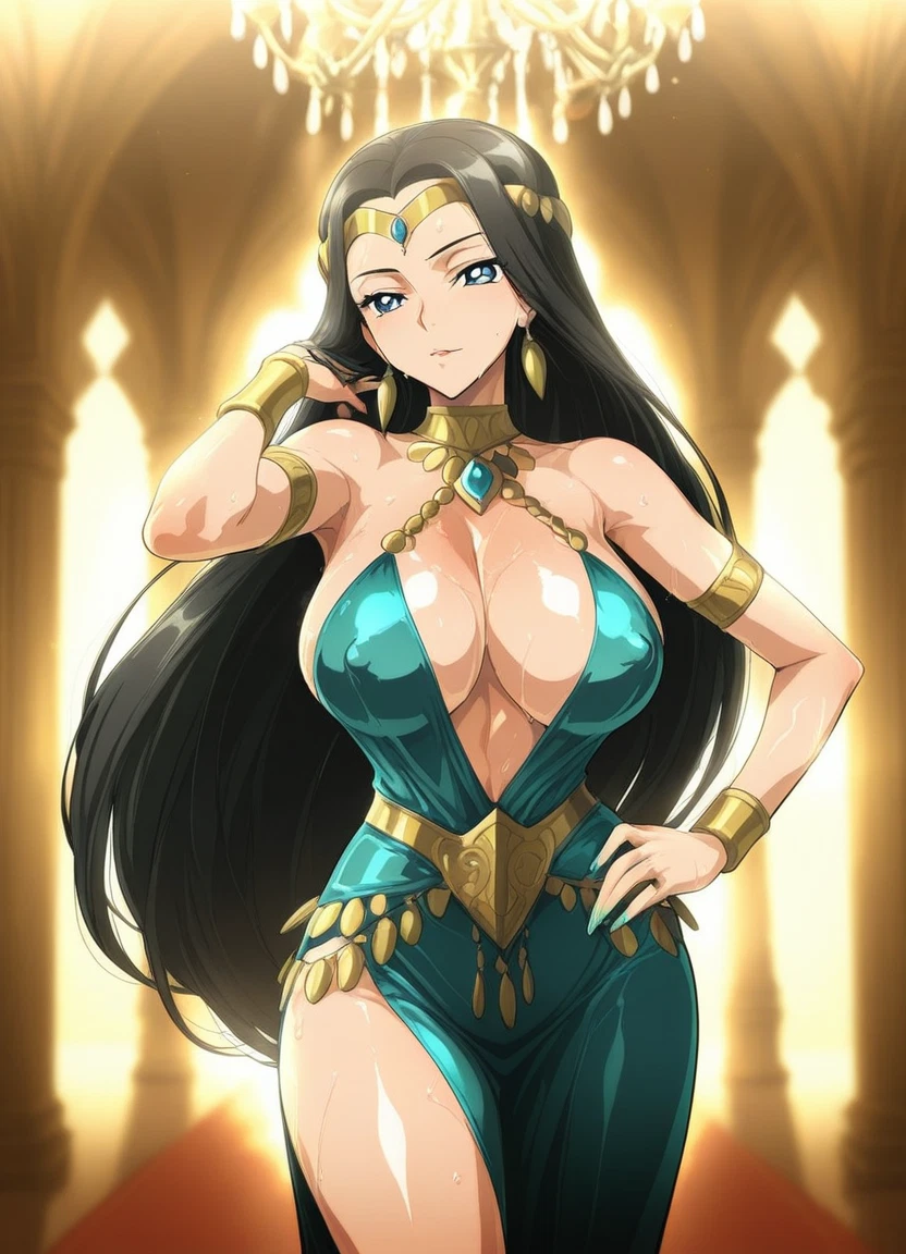 1girl, breasts, long hair, jewelry, solo, black hair · Yamete.gg