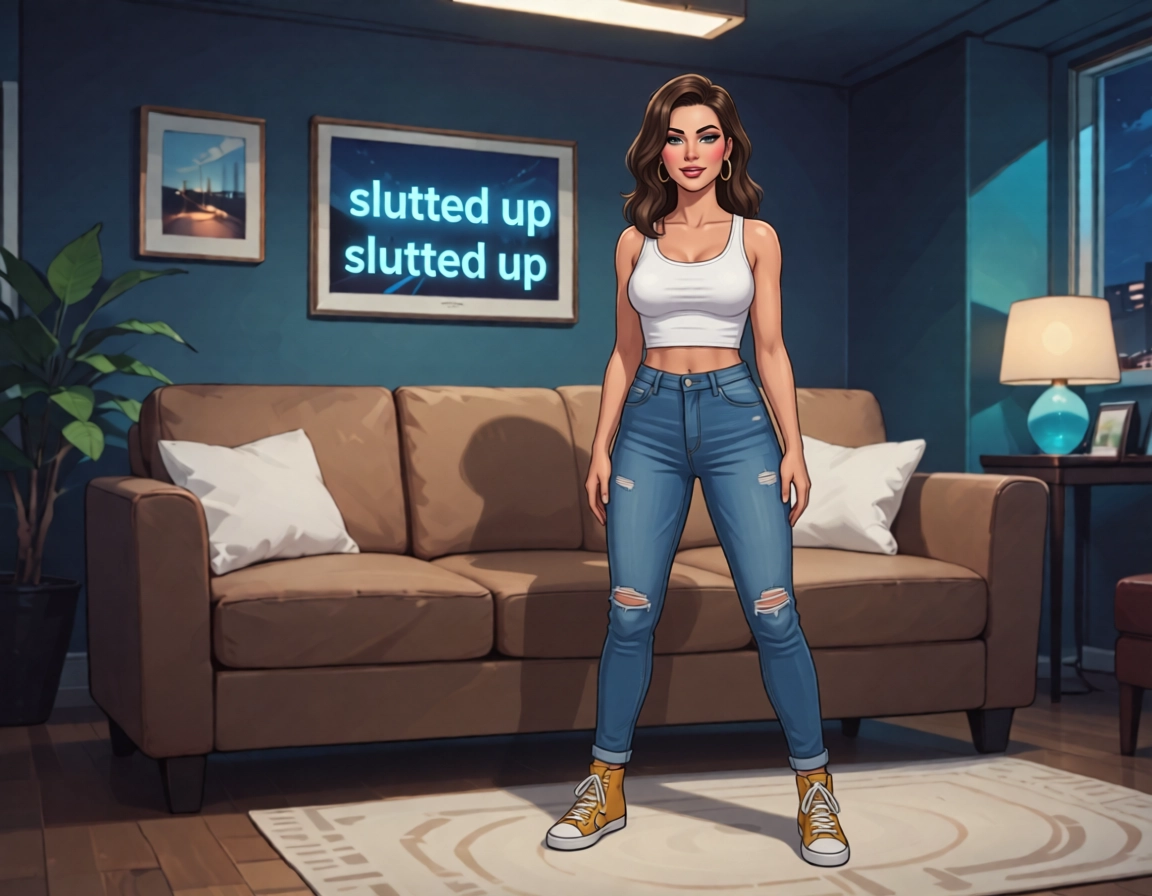 1girl, couch, solo, jeans, pants, denim · Yamete.gg
