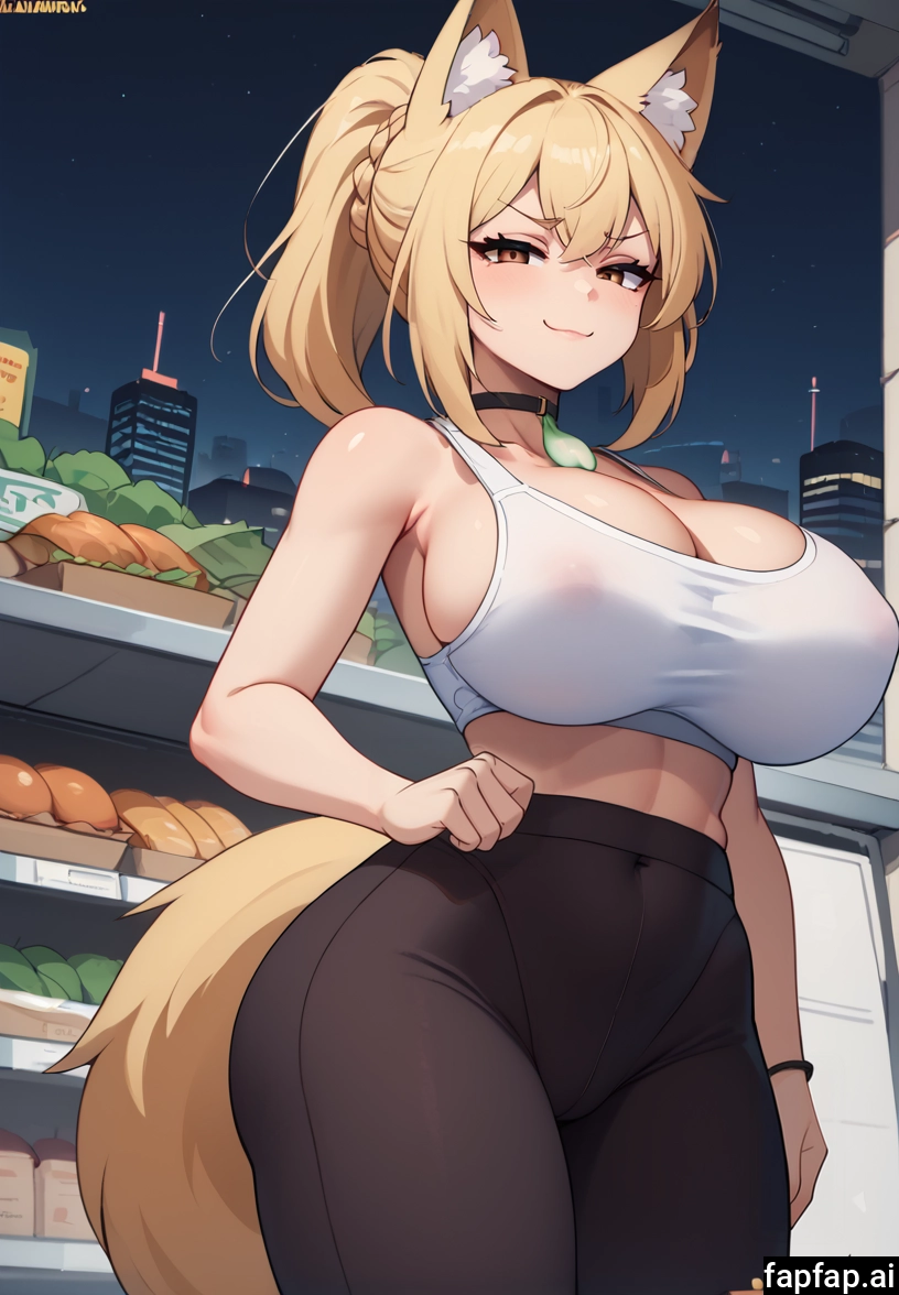 1girl, breasts, animal ears, blonde hair, fox ears, solo · Yamete.gg