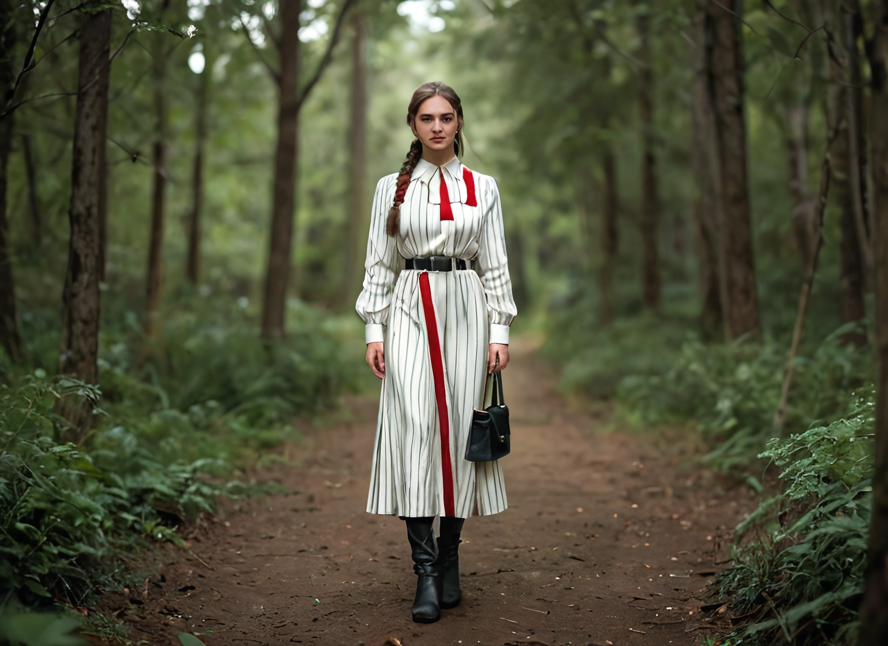 1girl, solo, boots, braid, bag, dress · Yamete.gg