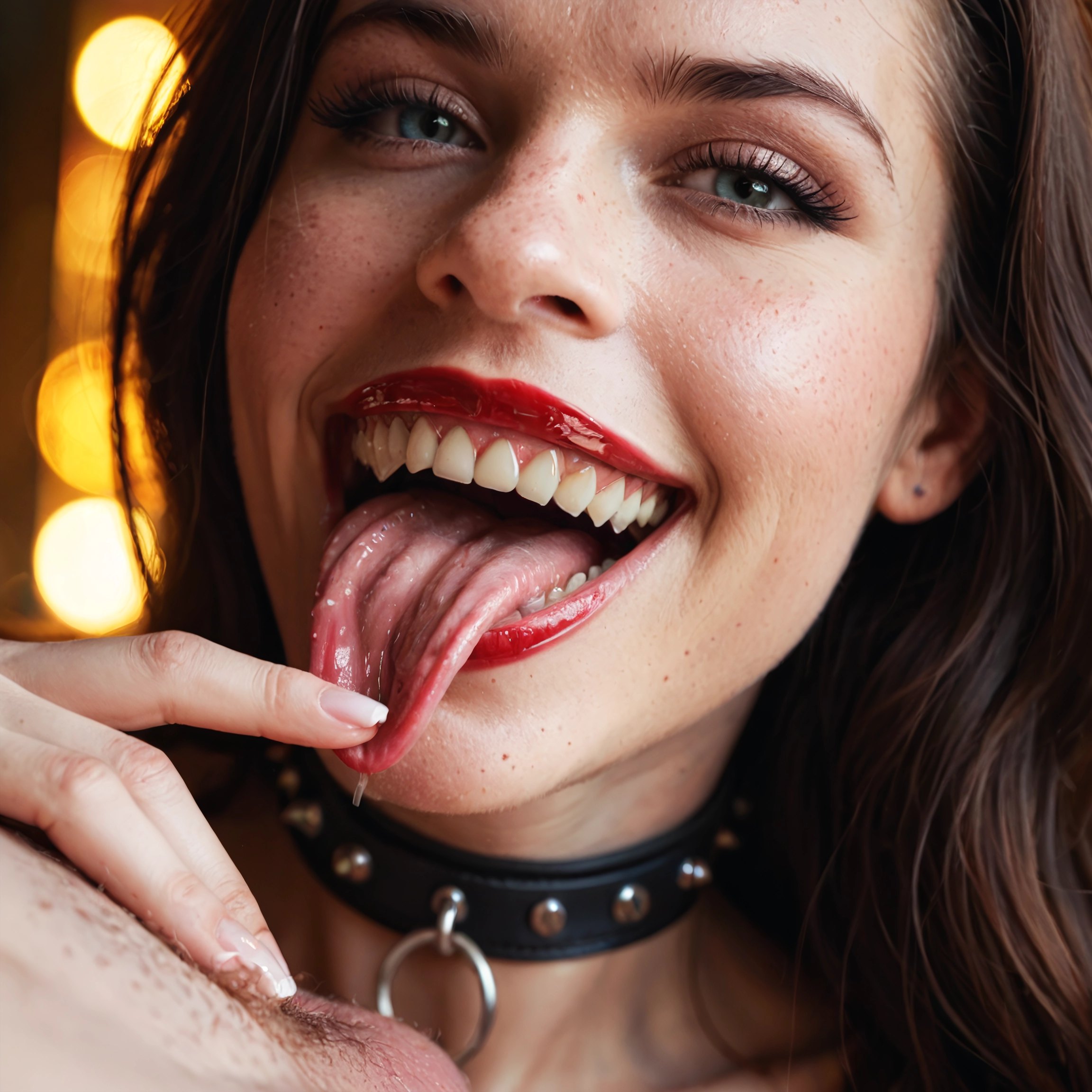 1girl, tongue, solo, teeth, tongue out, looking at viewer · Yamete.gg