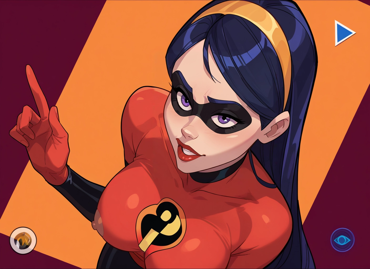 1girl, breasts, mask, solo, bodysuit, purple eyes · Yamete.gg