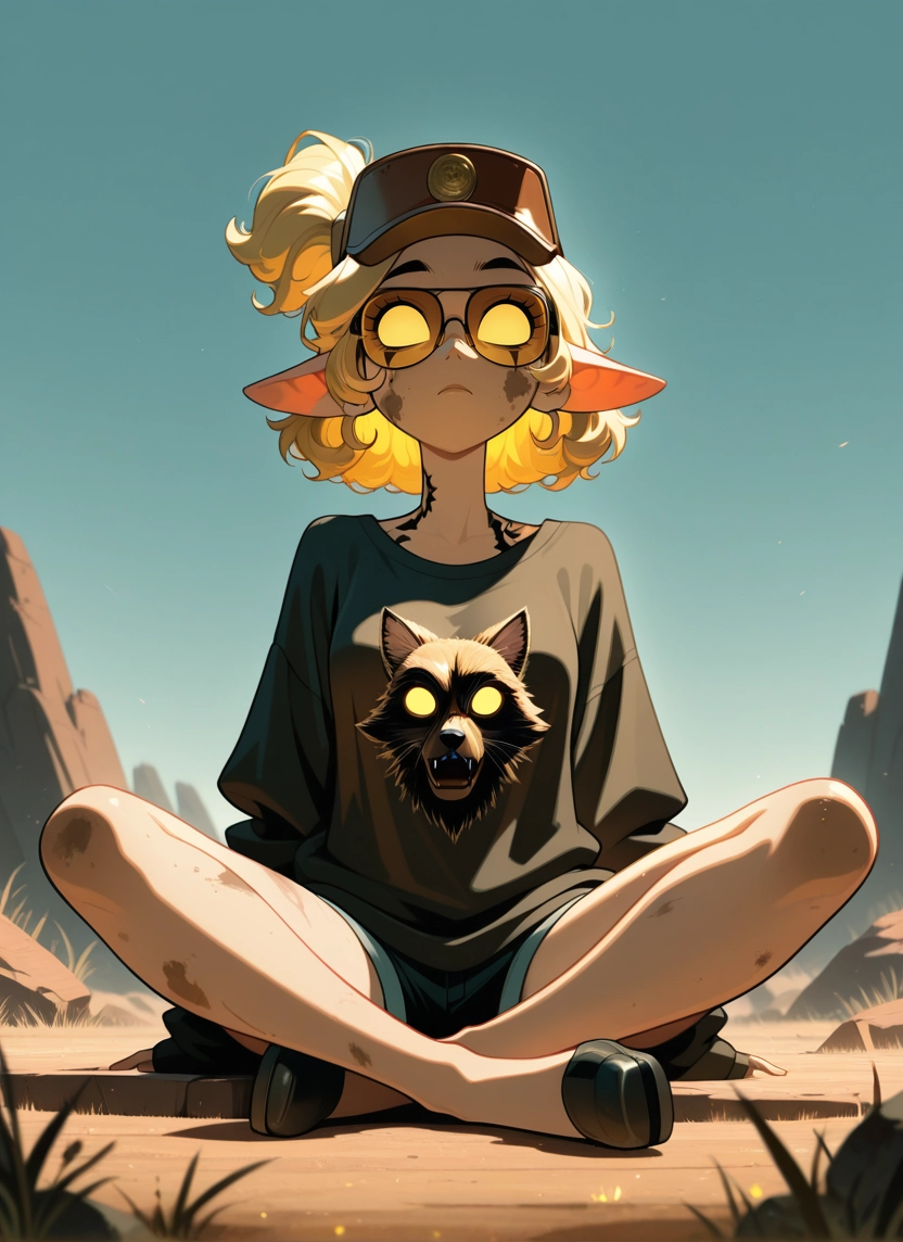 1girl, pointy ears, barefoot, hat, shorts, feet · Yamete.gg