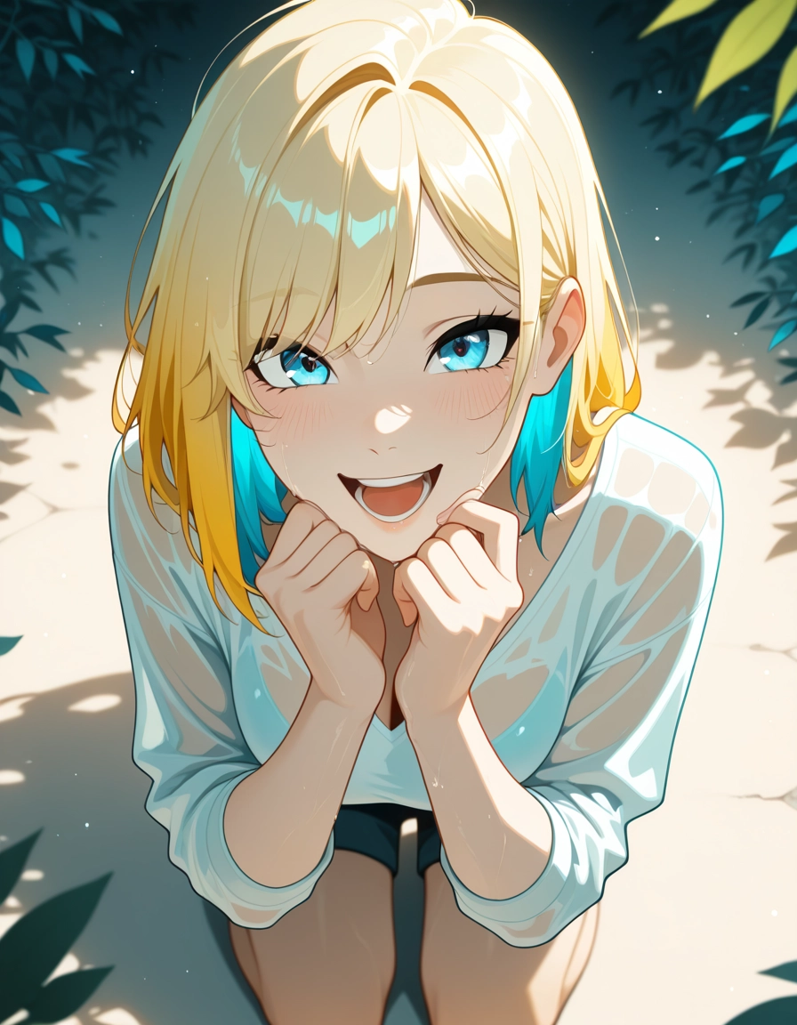 1girl, blonde hair, solo, blue eyes, looking at viewer, smile · Yamete.gg
