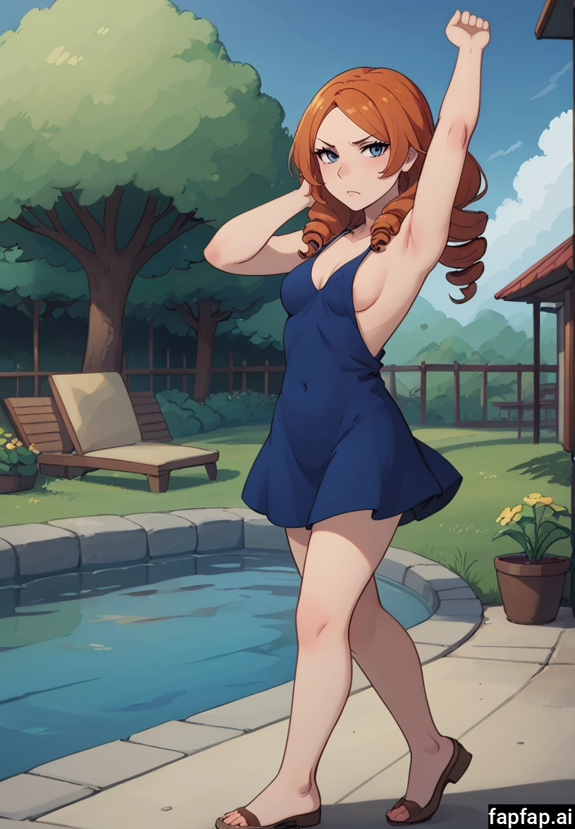 1girl, breasts, solo, outdoors, dress, drill hair · Yamete.gg