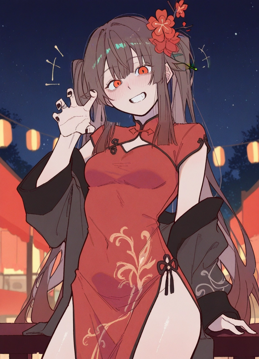 1girl, dress, chinese clothes, tongue, tongue out, china dress · Yamete.gg