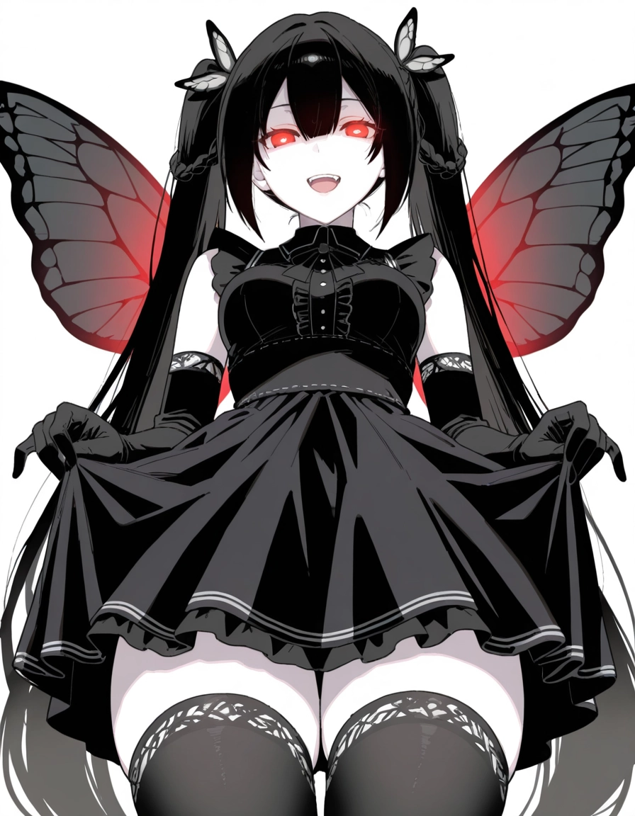 1girl, solo, red eyes, thighhighs, long hair, gloves · Yamete.gg