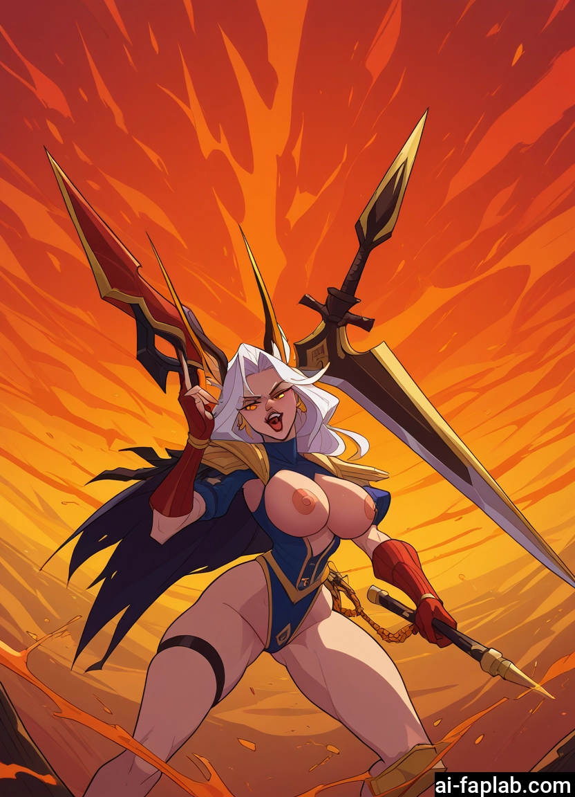 1girl, breasts, weapon, nipples, solo, leotard · Yamete.gg
