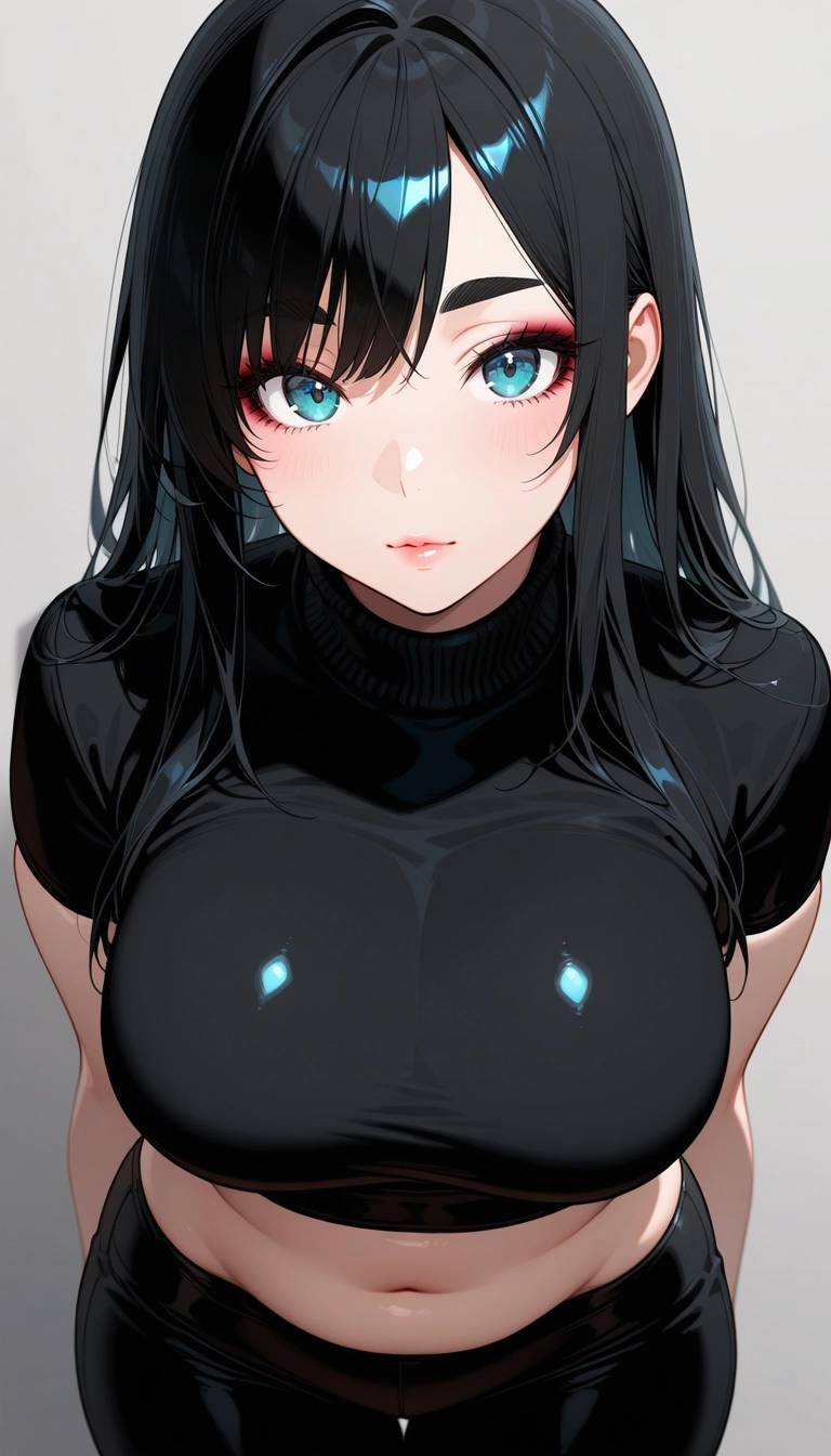 1girl, solo, breasts, black hair, navel, looking at viewer · Yamete.gg