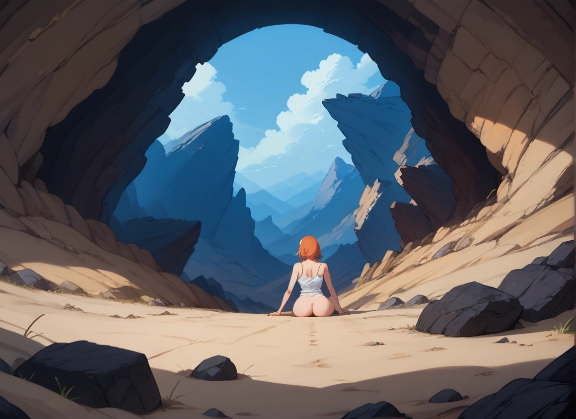 1girl, solo, orange hair, outdoors, day, sky · Yamete.gg