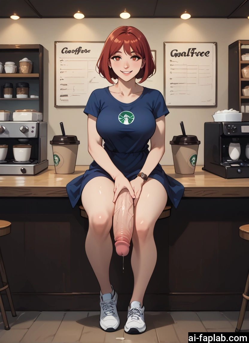 futanari, 1girl, penis, solo, breasts, sitting · Yamete.gg