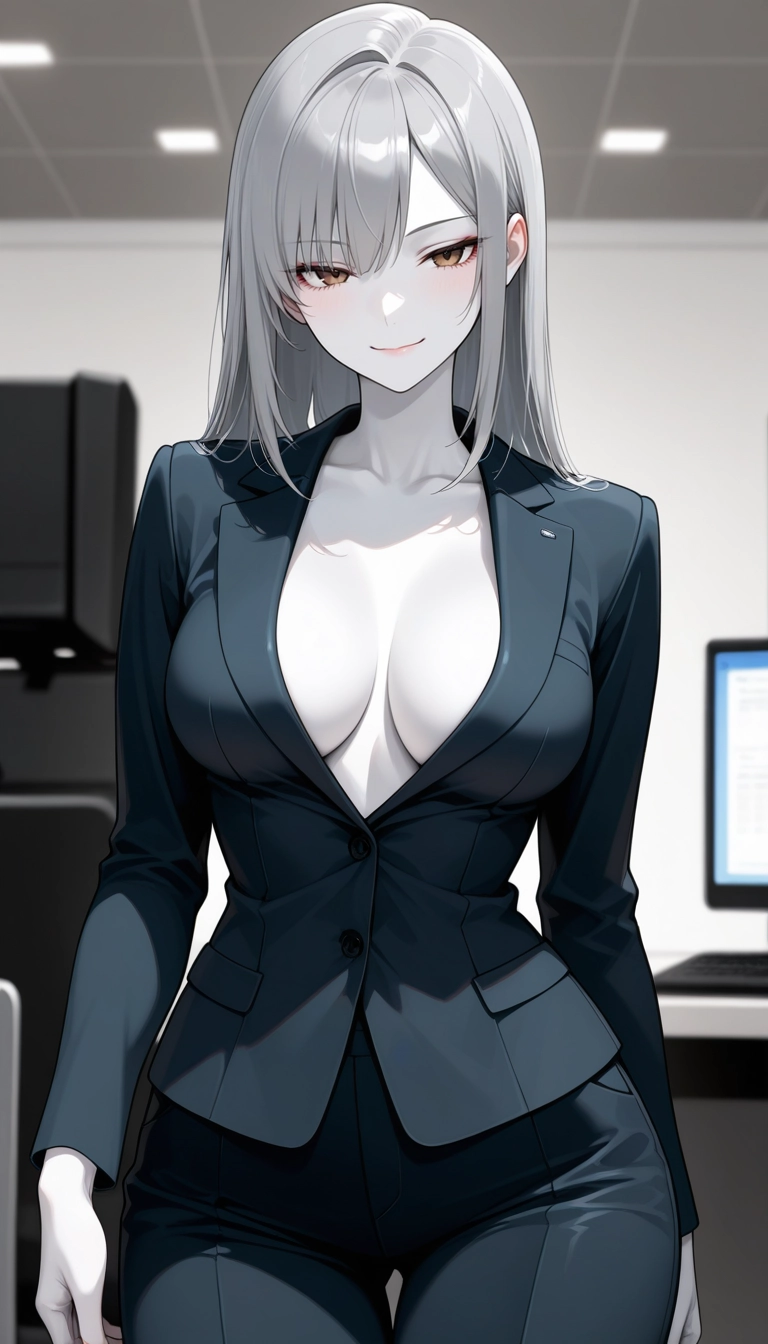 1girl, solo, breasts, looking at viewer, pants, smile · Yamete.gg