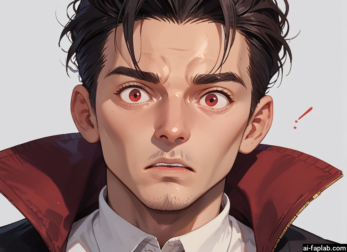1boy, male focus, solo, facial hair, red eyes, looking at viewer · Yamete.gg