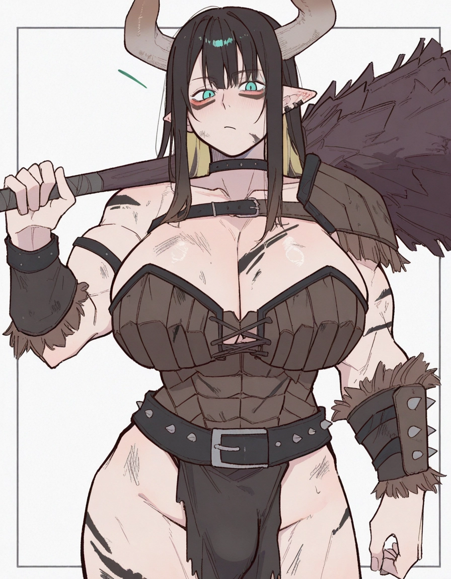 futanari, 1girl, breasts, horns, solo, pointy ears · Yamete.gg
