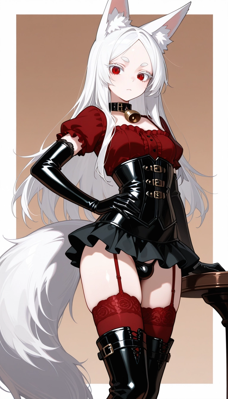 gloves, solo, animal ears, thighhighs, elbow gloves, short sleeves · Yamete.gg
