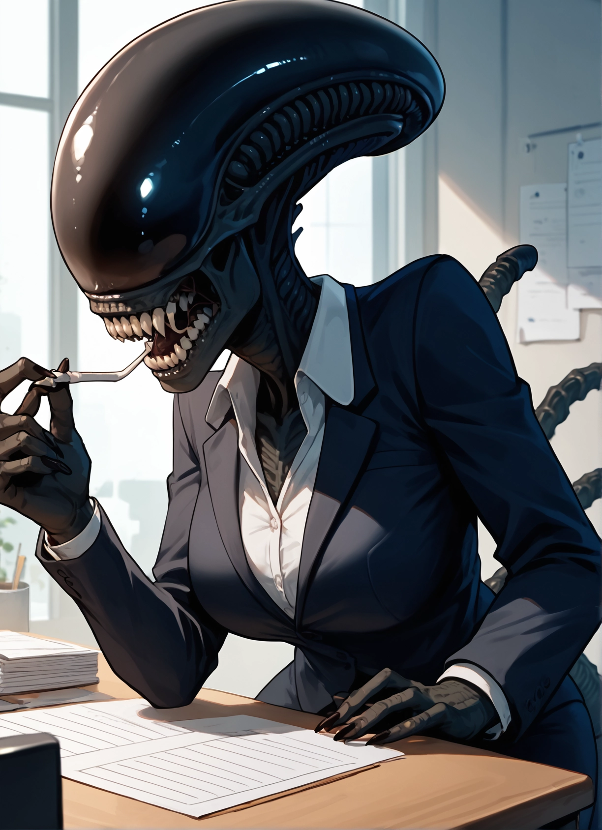 1girl, teeth, solo, formal, breasts, shirt · Yamete.gg