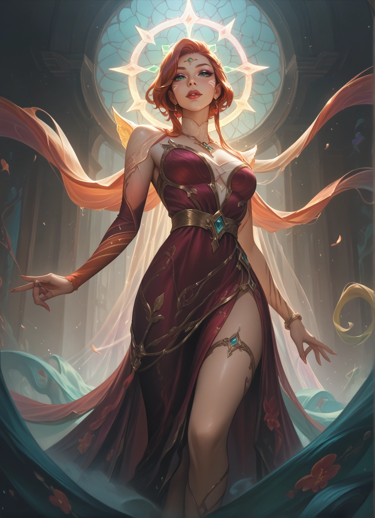 1girl, breasts, dress, solo, jewelry, green eyes · Yamete.gg