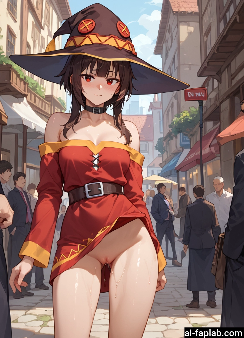 hat, red eyes, witch hat, dress, pussy juice, blush · Yamete.gg