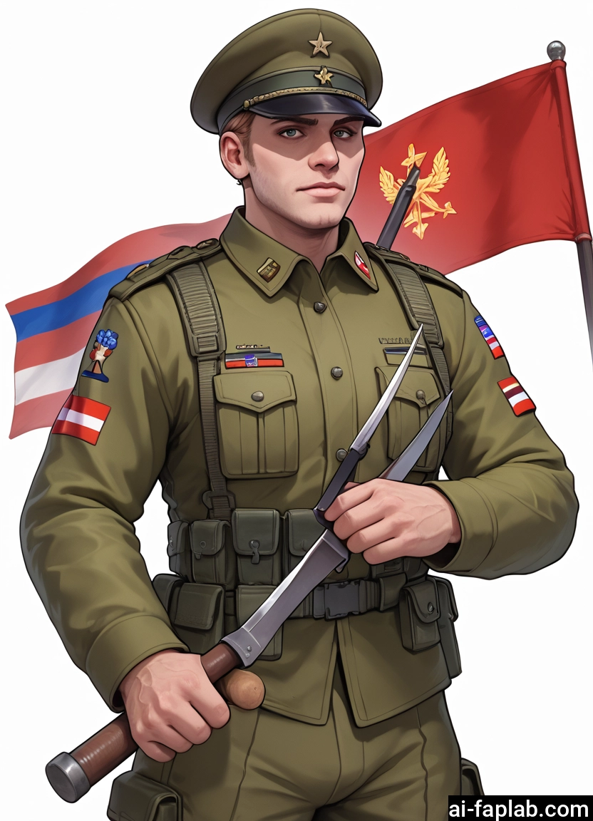 bara, 1boy, male focus, solo, uniform, military
