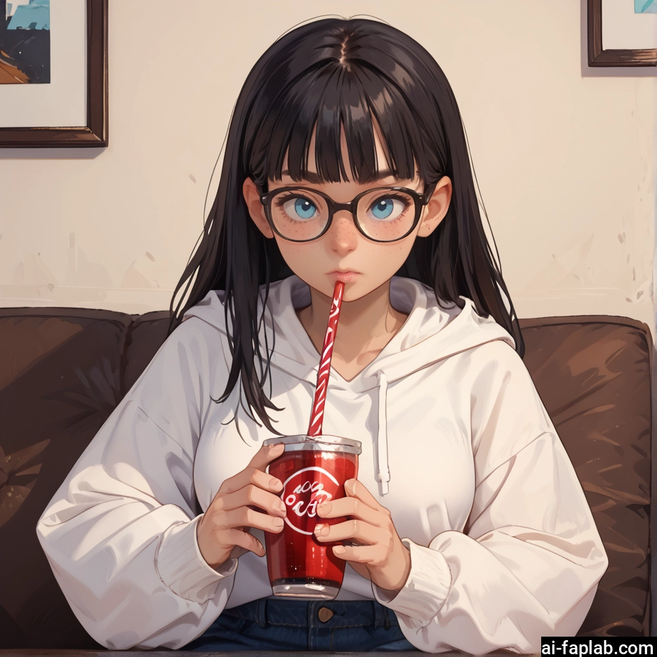 1girl, solo, glasses, blue eyes, hood, hoodie · Yamete.gg