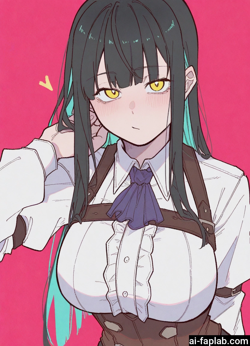 1girl, breasts, black hair, yellow eyes, long hair, large breasts · Yamete.gg