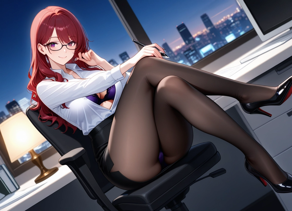 1girl, pantyhose, underwear, bra, breasts, skirt · Yamete.gg