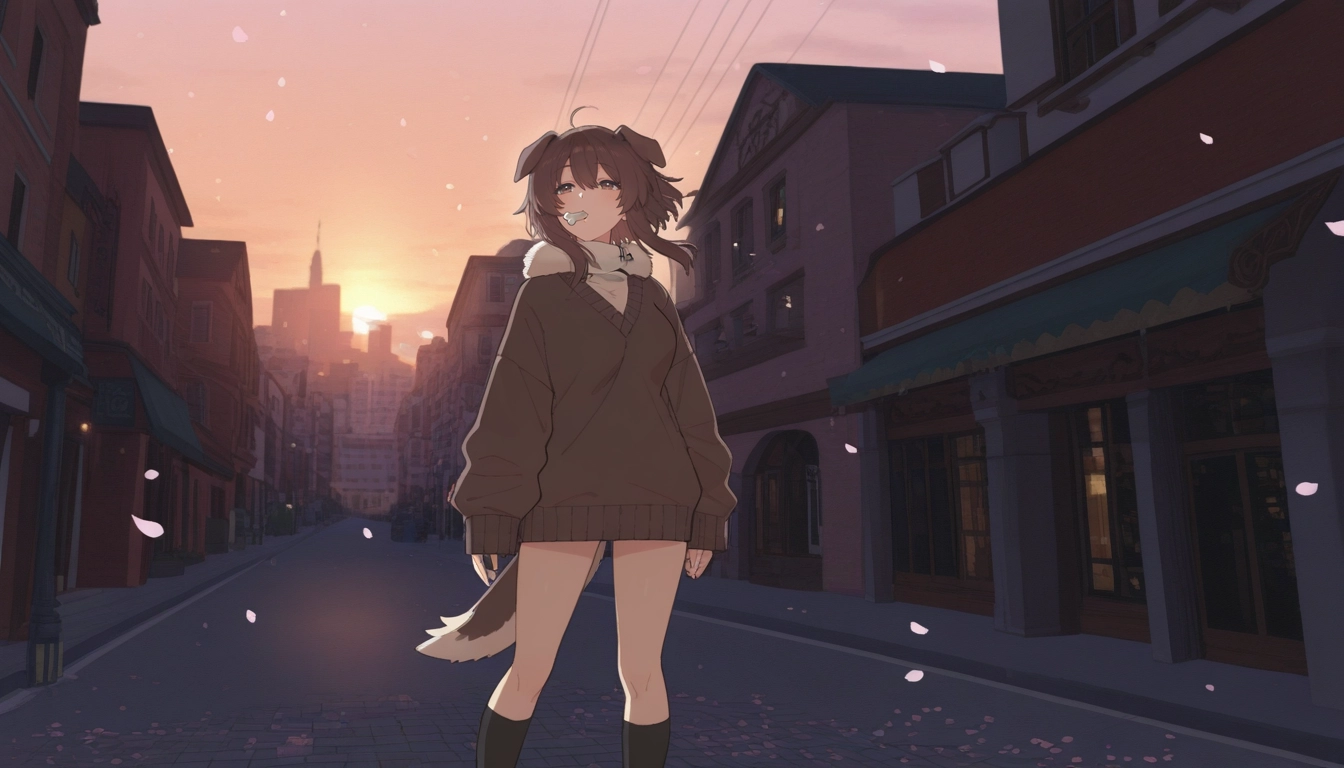 1girl, dog ears, dog tail, dog girl, solo, animal ears