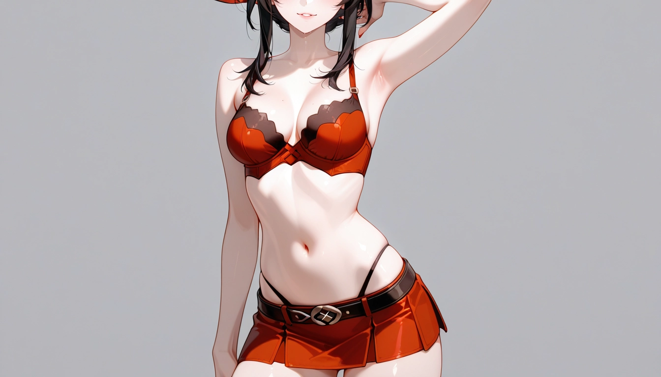 underwear, 1girl, bra, skirt, navel, solo · Yamete.gg