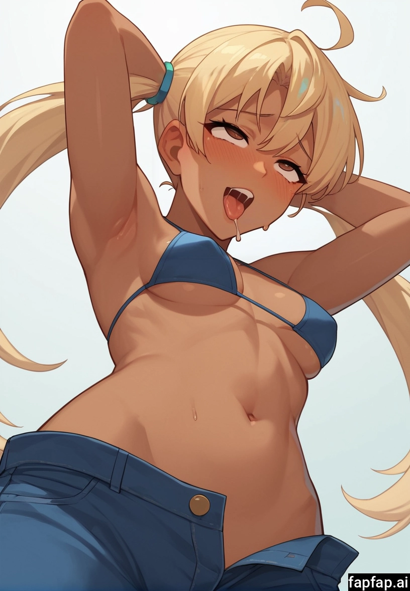 1girl, solo, breasts, blonde hair, twintails, navel