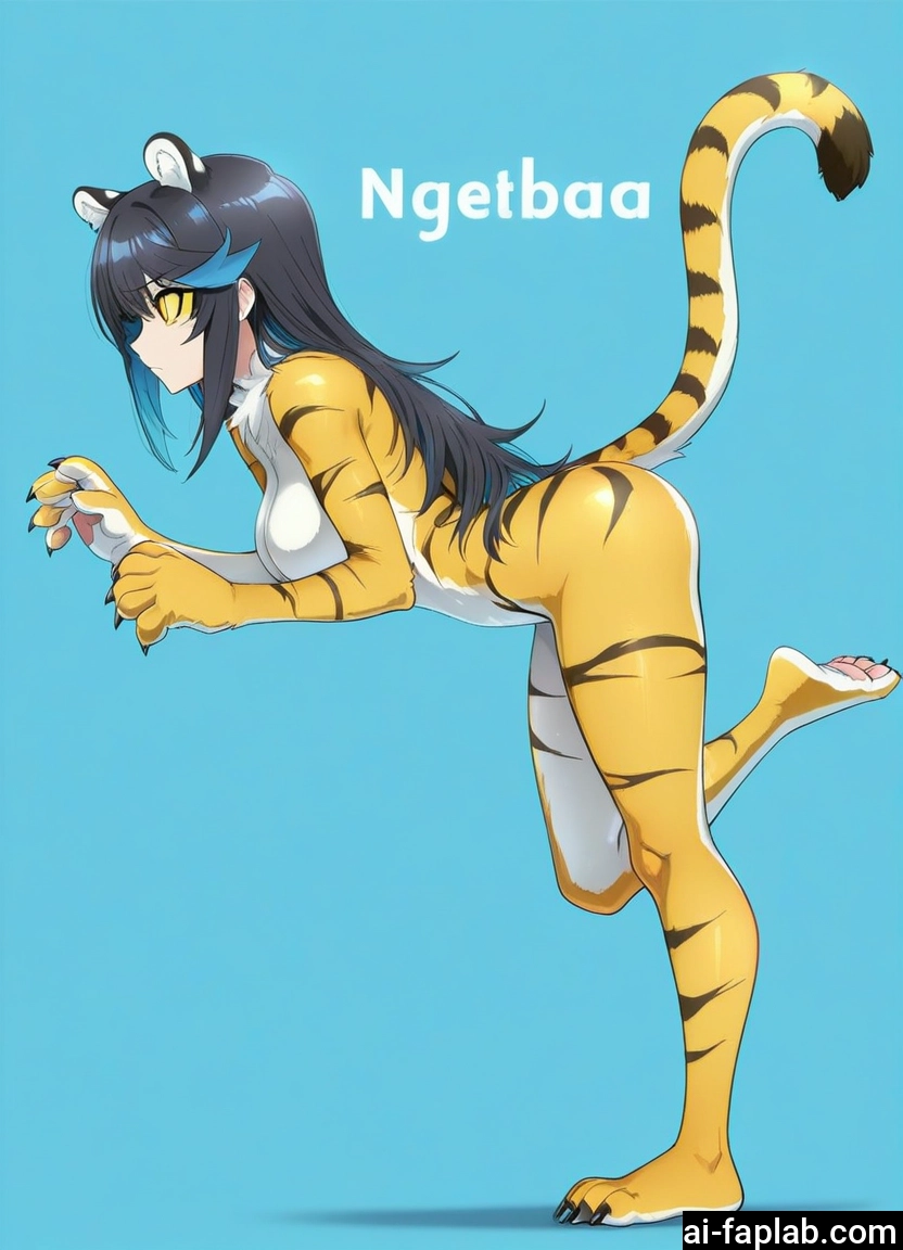 1girl, solo, animal ears, tail, tiger ears, long hair