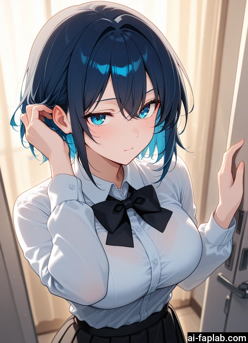 1girl, solo, breasts, skirt, shirt, bow · Yamete.gg