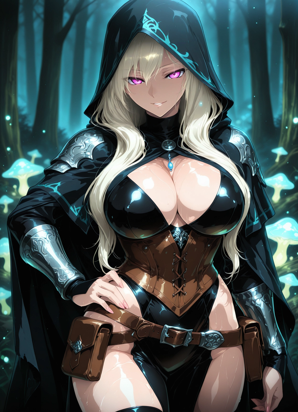 1girl, breasts, large breasts, hood, solo, blonde hair · Yamete.gg