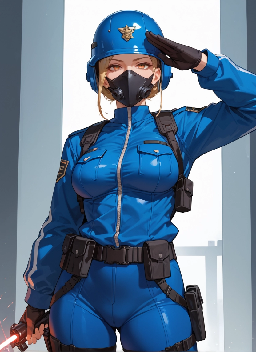 1girl, solo, gloves, blonde hair, breasts, helmet · Yamete.gg