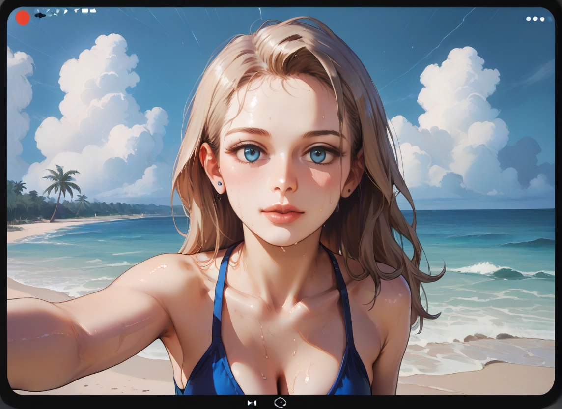1girl, breasts, beach, outdoors, solo, swimsuit · Yamete.gg
