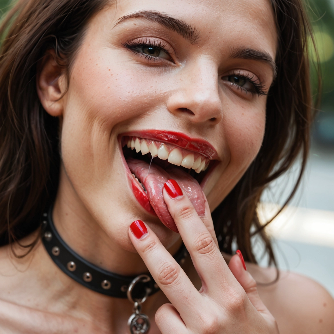 1girl, solo, tongue, tongue out, teeth, open mouth · Yamete.gg