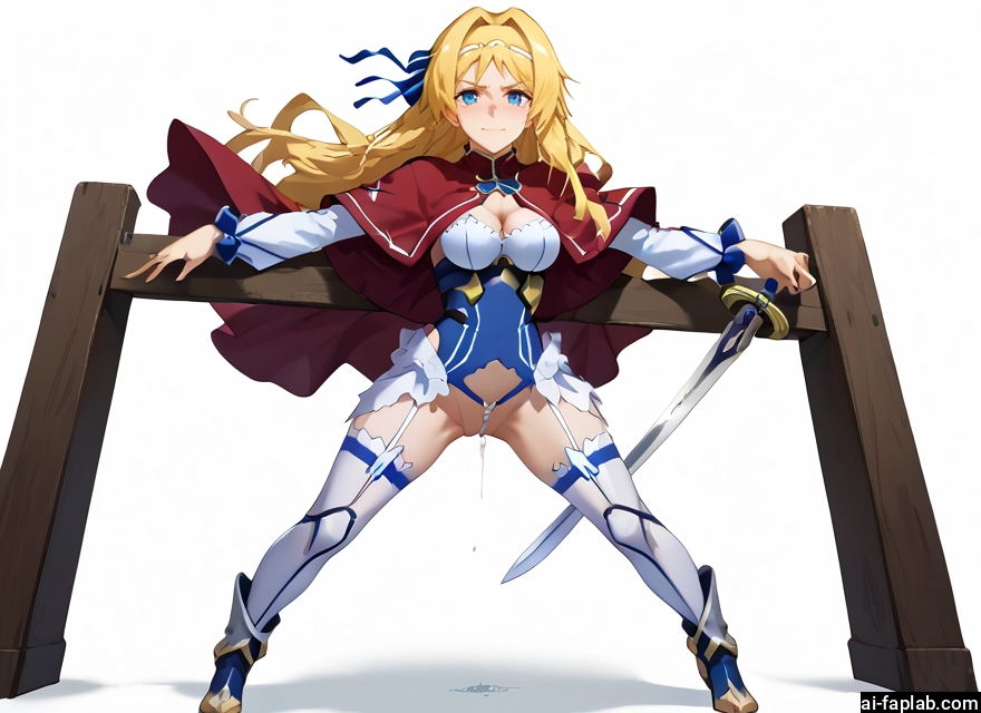 1girl, blonde hair, weapon, sword, breasts, solo