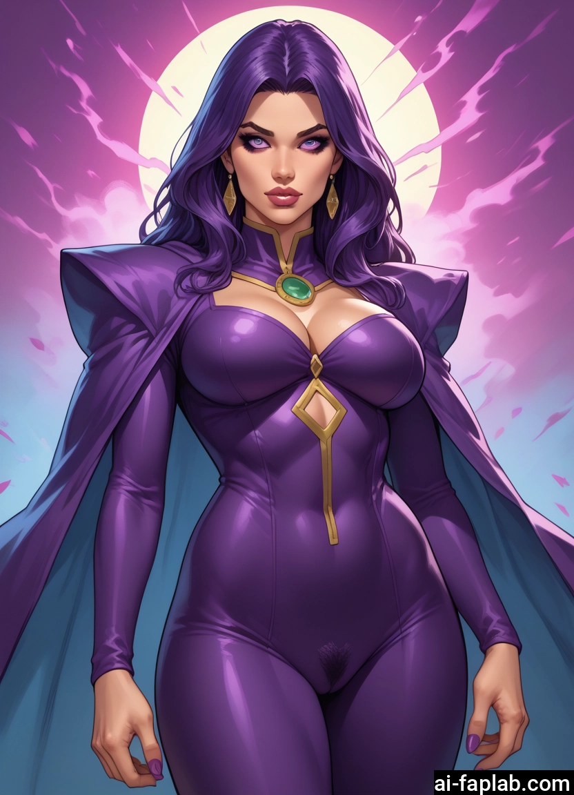 1girl, breasts, solo, jewelry, purple hair, pubic hair