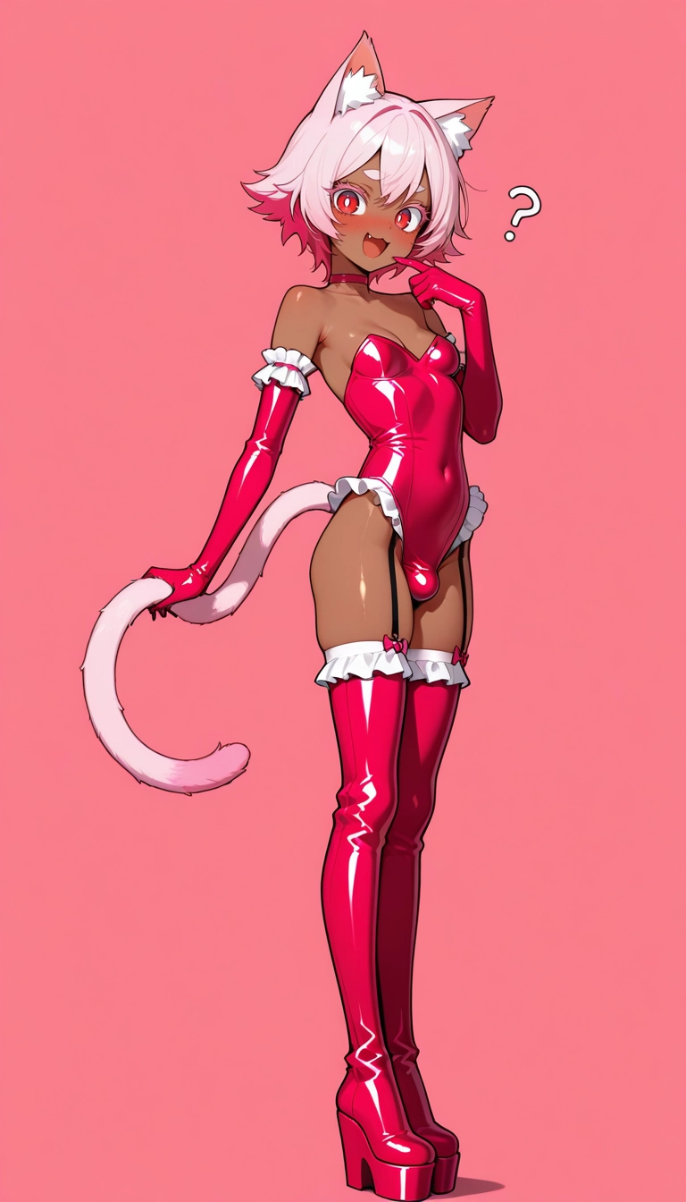1boy, dark skin, bulge, solo, tail, animal ears · Yamete.gg