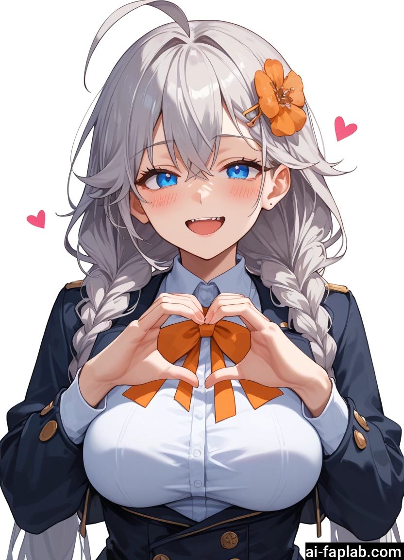 1girl, breasts, blue eyes, solo, hair ornament, braid · Yamete.gg