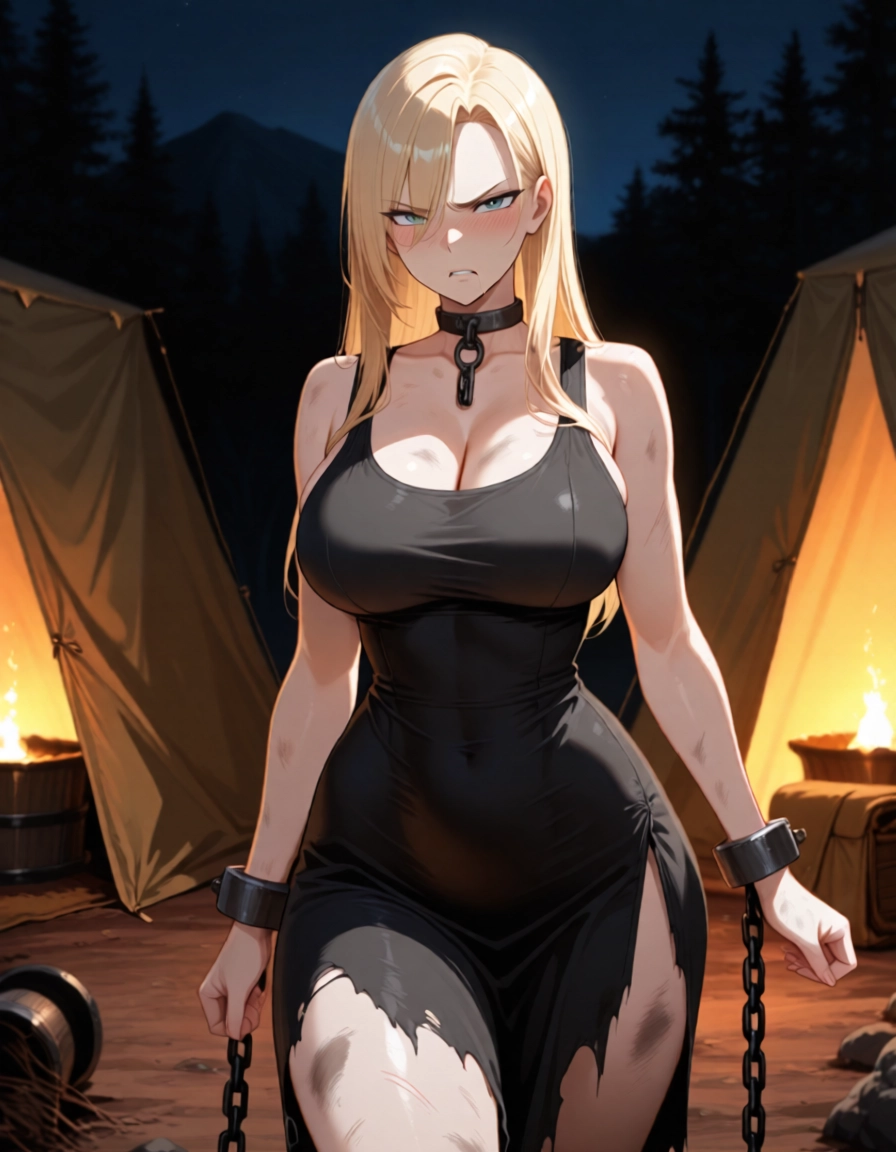 1girl, breasts, blonde hair, dress, torn clothes, large breasts · Yamete.gg