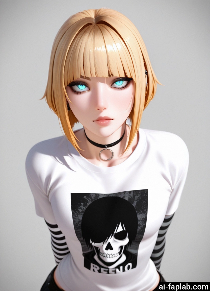 blonde hair, 1girl, solo, choker, shirt, looking at viewer